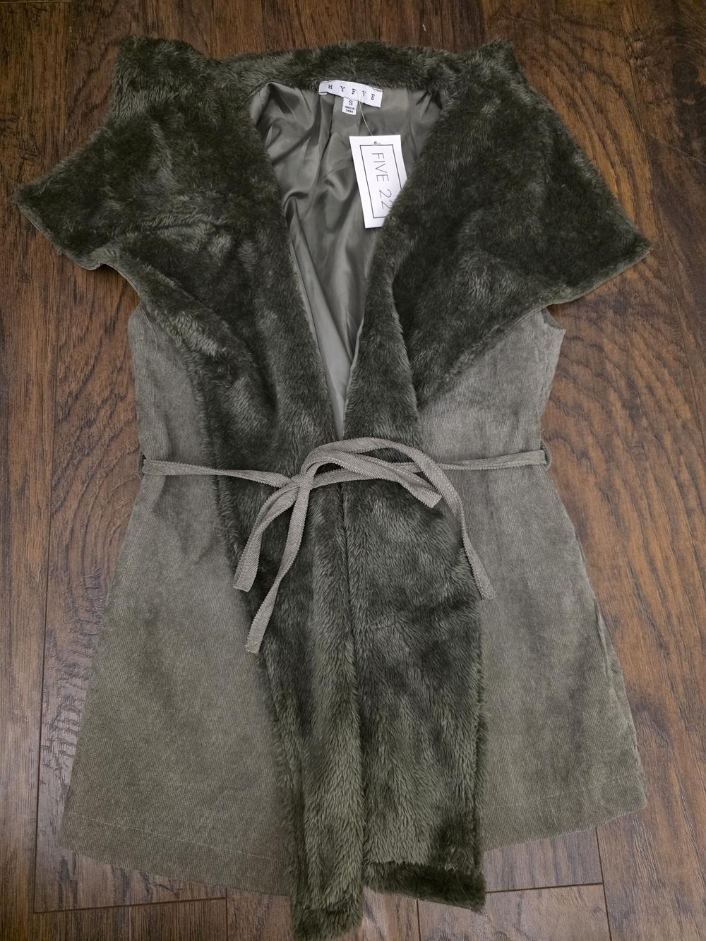 HYFVE Olive Faux Fur Trim Vest